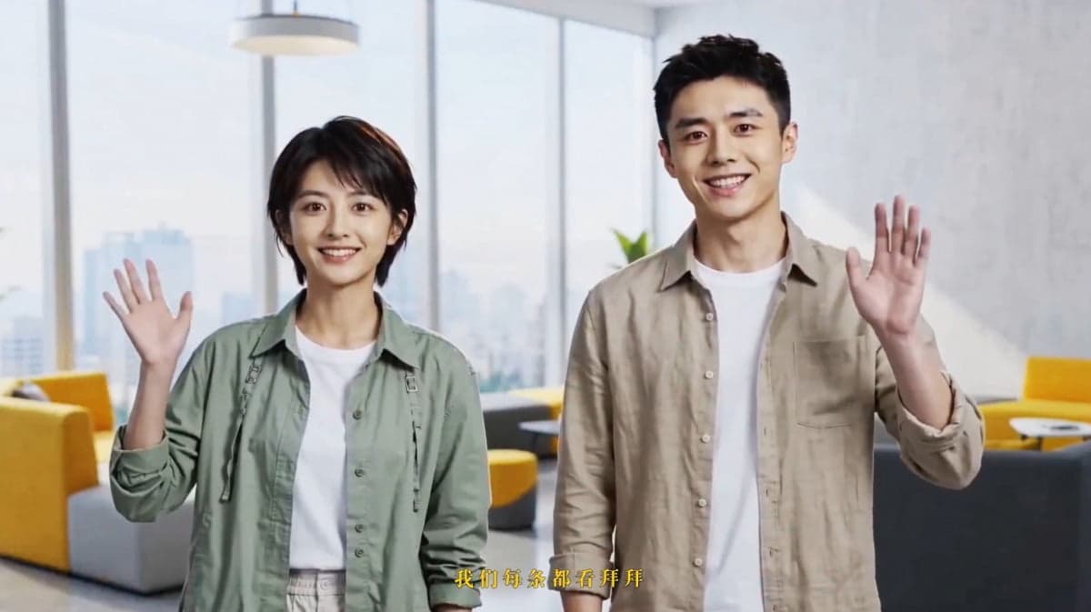 Yaoke Media's contracted AI actors, Lin Xiyan (left) and Qin Lingwei, built synthetically with no real person behind them. Photo: Yaoke Media Weibo