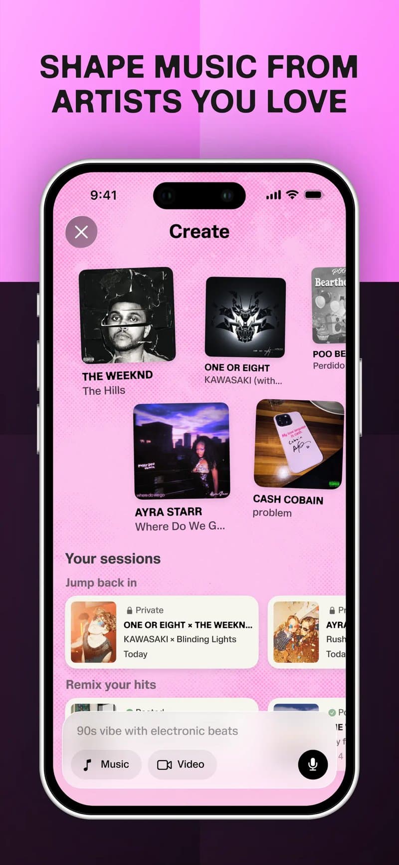Pick an official recording from a participating artist and edit it. Photo: Hook, App Store